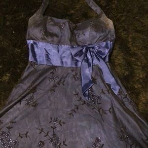 Black and blue formal dress